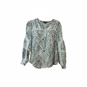 Zac & Rachel Light Blue and Navy Patterned Peasant Blouse